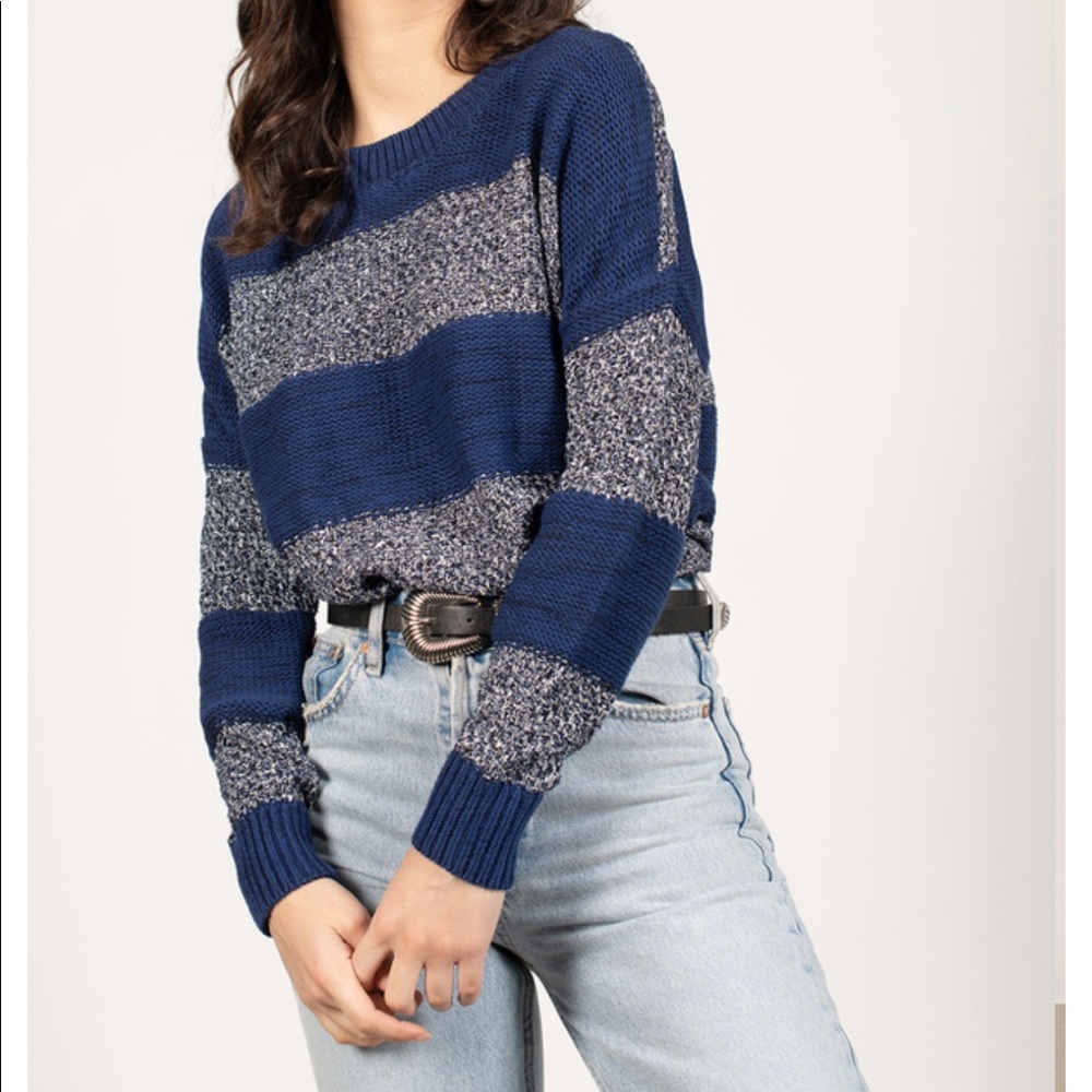 NWT S MILLIE NAVY & GREY STRIPED KNITTED SWEATER